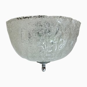 Plafonnier Vintage en Verre Givré, 1970s