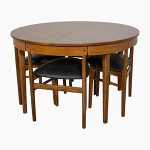 Mid-Century Modern Round Extendable Dining Table and Chairs from McIntosh, 1960s, Set of 5