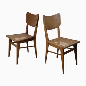 Vintage Stühle aus Eiche & Rohrgeflecht, 1950