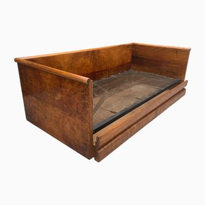 Czechoslovakian Art Deco Walnut Storage Sofa, 1930s
