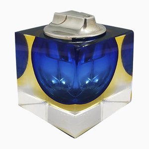 Blaues Tischfeuerzeug aus Murano Sommerso Glas von Flavio Poli für Seguso, 1960er