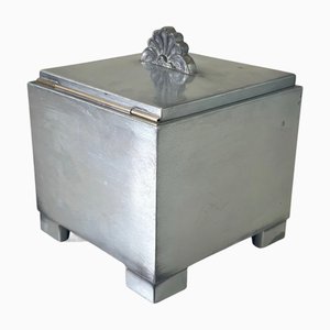 Art Deco Table Top Cigarette Box in Pewter & Wood from Ystad-Metall, Sweden, 1930s