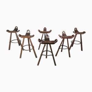 Brutalistische Mid-Century Barhocker, 1960er, 6er Set