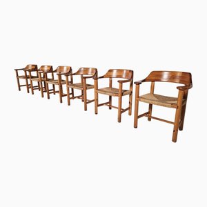 Chaises de Salle à Manger Vintage en Pin et Cordelette par Rainer Daumiller, 1970s, Set de 6