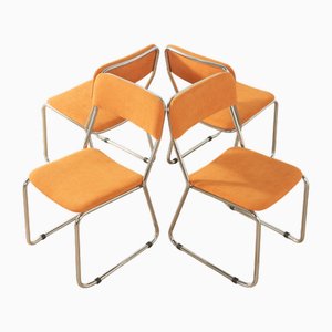 Chrome Plated Steel Chairs, 1970s, Set of 4