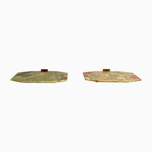 Mid-Century Modern Italian Onyx and Brass Bedside Tables by Azucena, 1960s, Set of 2