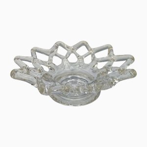 Durchbrochener Vintage Art Deco Glasteller, 1930er