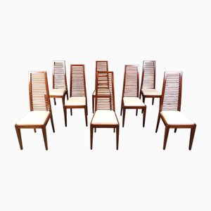 Sillas de comedor italianas vintage con respaldo alto, años 80. Juego de 8