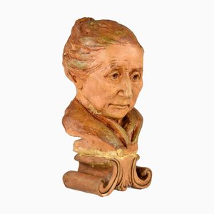 Bernardi, Sculpture Buste Antique d'une Dame, 1800s, Terre Cuite