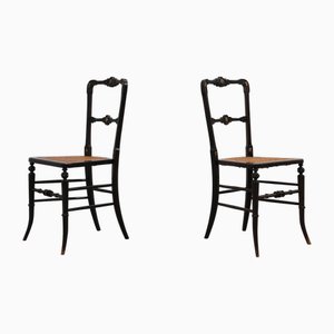Set de Chaises d'Appoint Victoriennes en Noir Laqué Doré, Angleterre, 1850