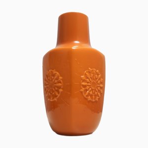 Vase à Fleur Vintage Orange en Verre Soufflé à la Main, Italie, 1970s