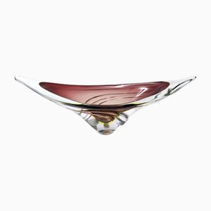 Braune Vintage Sommerso Glasschale, Seguso zugeschrieben, Italien, 1960er