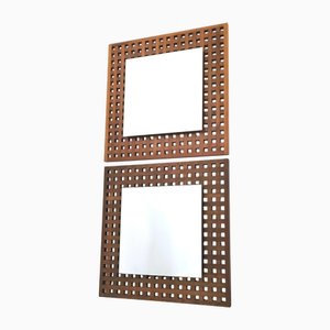 Miroirs Carrés en Noyer attribués à Santambrogio E Deberti, Italie, 1960s, Set de 2