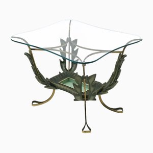 Vintage Brass and Varnished Metal Coffee Table attributed to Pierluigi Colli, Italy, 1950s