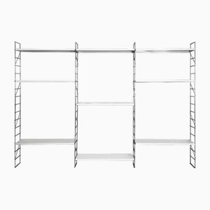 Italian Modern Modular Wall Bookcase in White Metal and Steel, 1980s