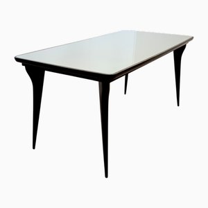 Dining Table with Pale Green Glass Top in the style of Carlo De Carli, Italy, 1950s