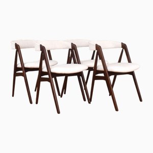 Sillas de comedor danesas Mid-Century de teca de Th. Harlev para Farstrup, años 60. Juego de 4
