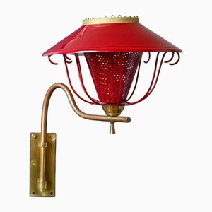 Lampada da parete Mid-Century in lamiera perforata, Francia, anni '50