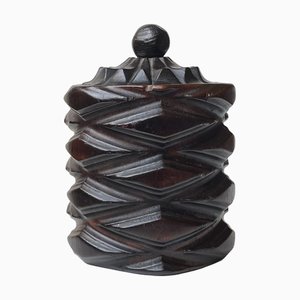 Pot à Thé ou à Tabac Vintage en Bois Noirci, Espagne, 1970s
