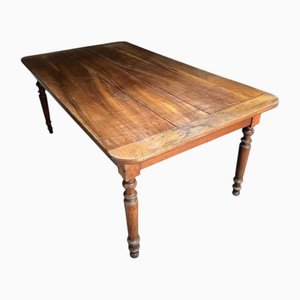 Large Antique Farmhouse Table in Wood with Turned Legs, 19th Century