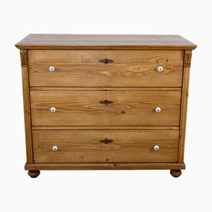 Antique Waxed Stripped Pine Chest of 3 Drawers, Late 19th Century