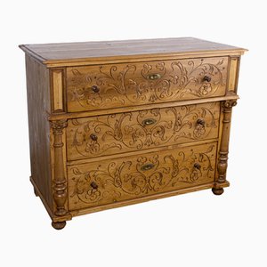 Antique Waxed Stripped Pine Chest of 3 Drawers, Late 19th Century