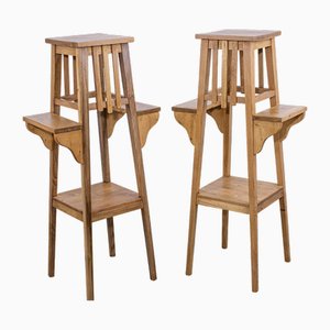 Supports pour Plantes Antiques en Pin Ciré, fin du 19ème Siècle, Set de 2
