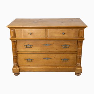 Antique Waxed Stripped Pine Chest of 4 Drawers, Late 19th Century