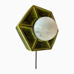 Lampada da parete verde in ceramica di Honsel