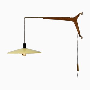Lampada da parete regolabile in legno di Stilnovo, Italia, anni '50