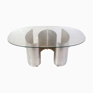 Coffee Table with Glass Top and Frame Shaped in Steel by Jørgen Flemmer, 1986