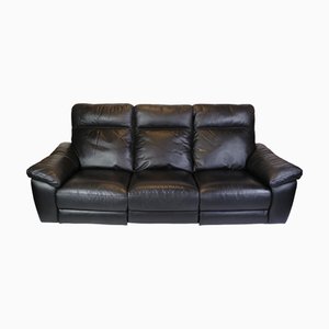 Sofá para tres personas con asiento ajustable en cuero genuino