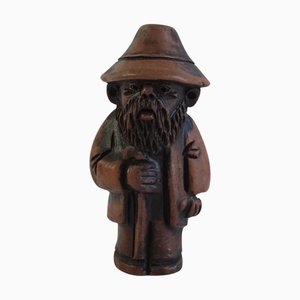 Signed Wooden Folk Art Figurine by S. Wodynski, 1970s