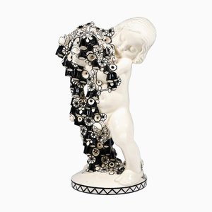 Spring Putto with Flowers attributed to Michael Powolny for Vienna Ceramics, 1910-1912