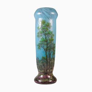 Large Art Nouveau Cameo Vase with Spring Landscape from Daum Nancy, France, 1910s