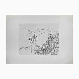 Enrico Paulucci, Landschaft, Radierung, Mitte 20. Jh.