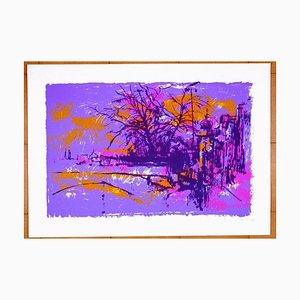 Nicola Simbari, Landscape on Violet, Screen Print, 1975