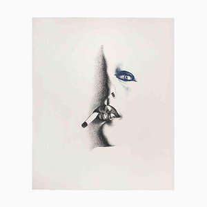 Giacomo Porzano, Smoker in White, Etching, 1972