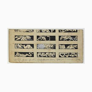 After Galantara, Donkey and Figures, Drawing, Early 20th Century