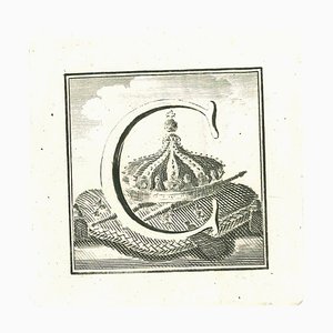 Antiquités d'Herculanum : Lettre C majuscule, Eau-forte, XVIIIe siècle