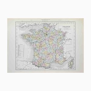 Carte Lithographie France in Departments, 1872