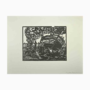 After Giuseppe Viviani, Fisherman, Woodcut, 1960s