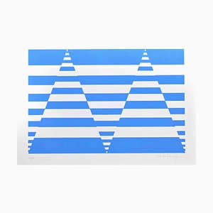 Victor Debach, Blue Composition, Screen Print, 1970s
