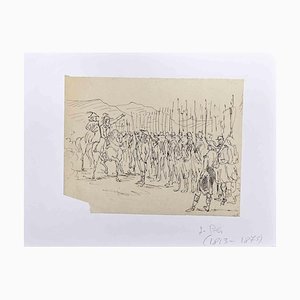 Isidore Pils, The Army, Ink Drawing, Mid-19th Century