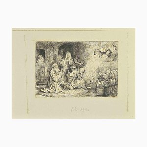 Rembrandt van Rijn, The Archangel Raphael Leaving Tobias' Family, Etching, 1641