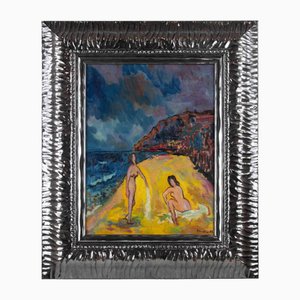 Sirio Pellegrini, Nudes on the Beach, Oil on Board, 1961