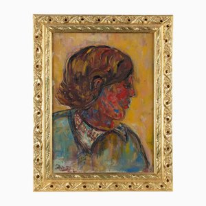 Sirio Pellegrini, Portrait, Painting, 1960s, Oil on Board, Framed