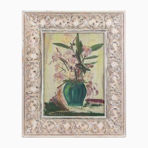 Sirio Pellegrini, Vase of Flowers, Oil on Board, 1964