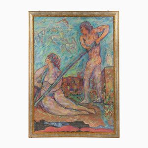 Sirio Pellegrini, Earthly Paradise, Oil Painting, 1960s