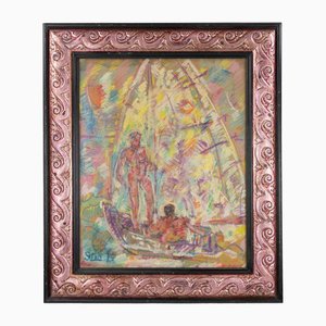 Sirio Pellegrini, Marins, Pastel sur Carton, 1975